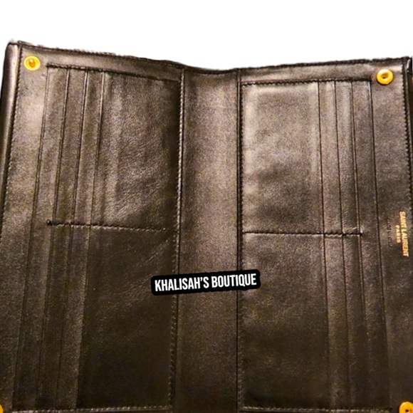 Rare & Authentic YSL Saint Laurent LARGE Uptown Glossy Leather Large Wallet - Picture 7 of 13